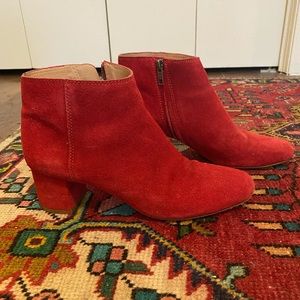Madewell Red Suede Ankle Boots